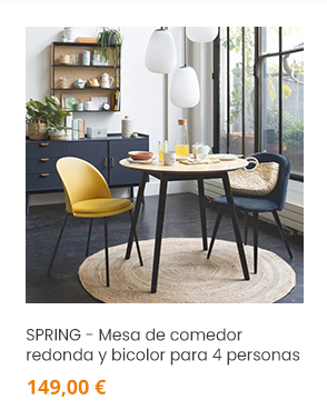 SPRING - Mesa de comedor redonda y bicolor para 4 personas / 149,00€